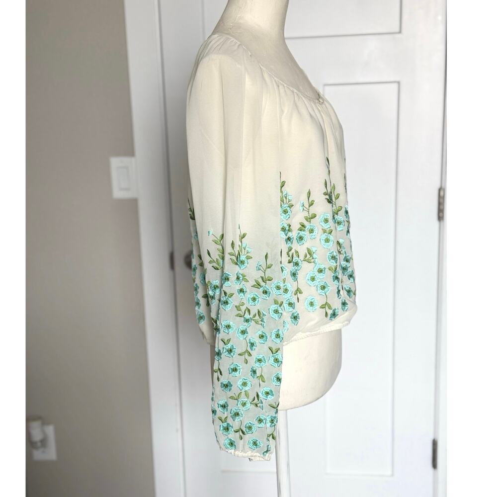 Free People Embroidered Forget Me Not Blouse Womens Medium - Picture 4 of 8